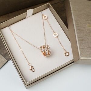 BVLGARI  Double Ring Diamond snake-shaped necklace